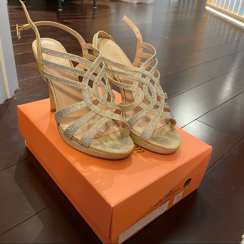 De Blossom Collection Gold Sparkly High Heels